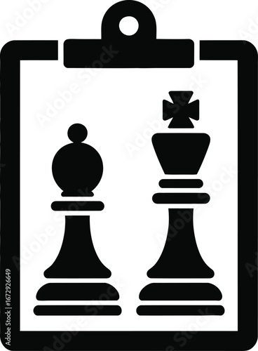 Chess pieces on clipboard king bishop