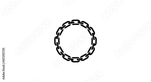 A black chain link circle on a white background