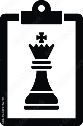 Black chess king on clipboard strategy game