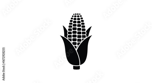 A black and white illustration of an ear of corn