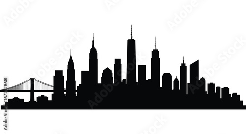 Wallpaper Mural New york city skyline with bridge in silhouette Torontodigital.ca
