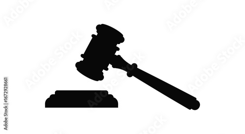 Black silhouette of a gavel on a sound block
