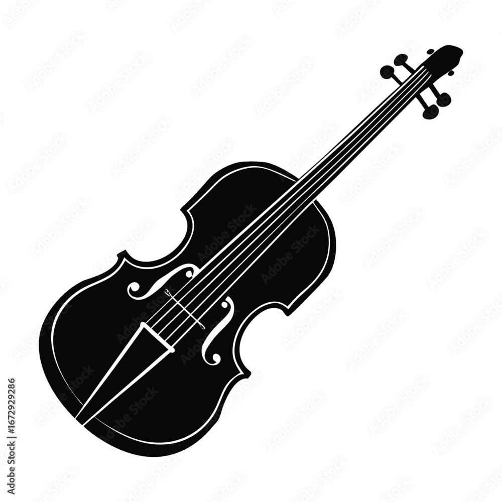 Obraz premium Elegant Violin Silhouette Image Perfect for Music Websites and Designs on White Background