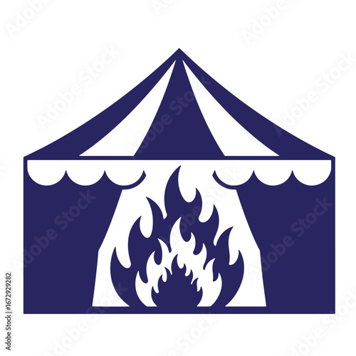 Vector illustration of a circus tent with flames illustrating fire performance and entertainment