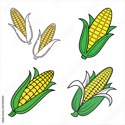 Simple Corn Illustration for Digital Design