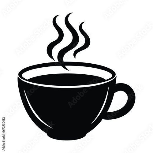 Hot Coffee Silhouette Clipart Free Download for Design Projects on White Background