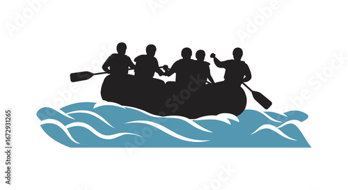 people in a boat on the water with oars
