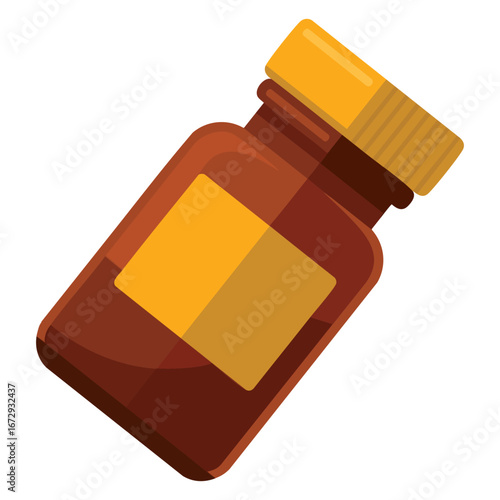 Bottle of medicine flat icon. Vector bottle of medicine in flat style isolated on a white background, ideal for web, games, advertising, and pharmaceutical designs.