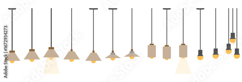 vector illustration of pendant lamp set. Use in room light.