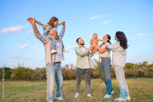 Portrait of big family in park