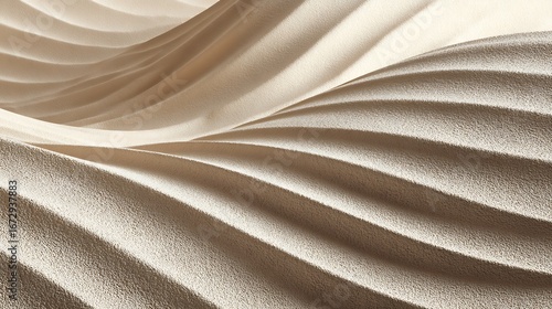 Beige sand waves texture background with soft shadows, serene and natural.