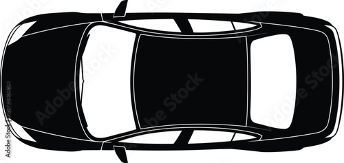 Overhead Car Silhouette Depicting Automotive Design and Transportation Technology with a Modern and Sleek Aesthetic, Revealing Vehicle Features