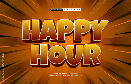 happy hour editable text effect with a game and play text effect