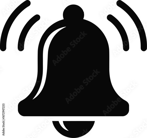 Black bell ringing sound waves notification