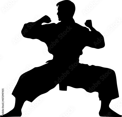 silhouette of a pencak silat athlete action pose