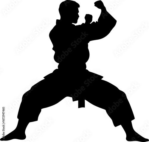 silhouette of a pencak silat athlete action pose