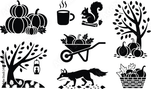 Autumn Harvest and Wildlife Icons fall pumpkin