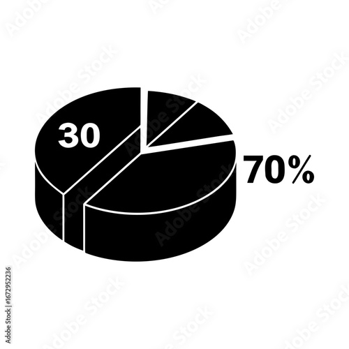 Round chart diagram data percentage analysis business silhouette vector illustration