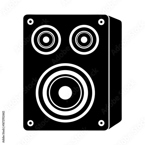 Audio speaker sound music stereo system bass equipment silhouette vector illustration
