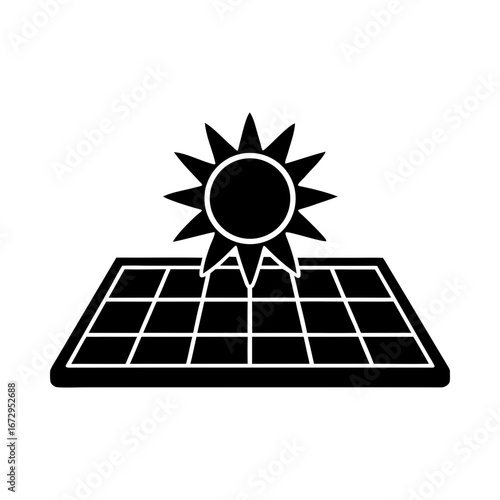 Solar panel energy sun sunlight electricity power source silhouette vector illustration