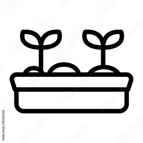 Tray of Microgreens Line Icon of Urban Gardening & Microgreens Icon Set