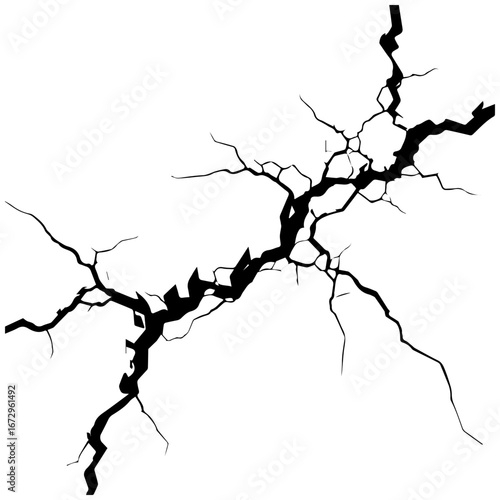 Dramatic black crack design symbolizing breakage, failure, or a broken connection