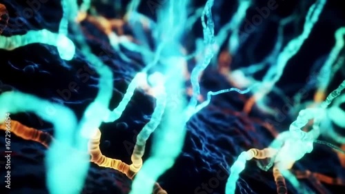 Dynamic Glowing Neural Network Flow: Abstract Microscopic Energy Pulsating Through Organic Structures