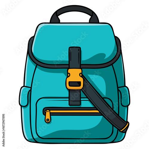 Cartoon bagpack icon isolated on a white background. Flat vector illustration of travel and school bag, great for accessories and education themed designs.