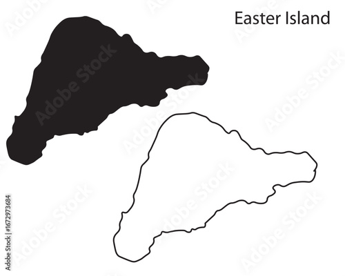 Simple Easter Island map silhouette vector. Clean black outline of Chilean island in the Pacific, perfect for infographics, travel, and design projects