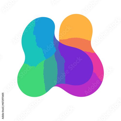This vibrant abstract illustration features smoothly blending organic shapes with a beautiful gradient color palette, creating a dynamic and modern visual design.