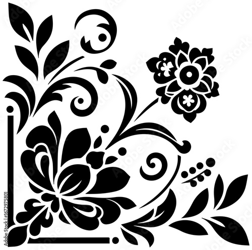 Elegant floral corner flourish design for decorative accents and borders