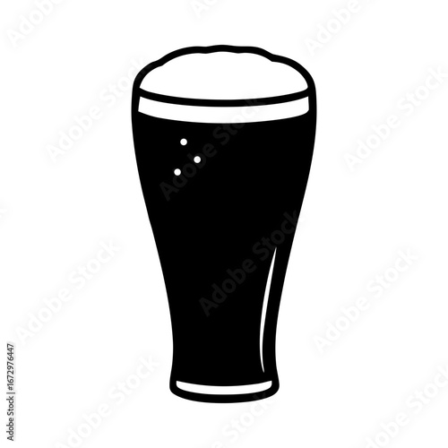 Dark beer pint glass beverage drink pub alcohol silhouette vector illustration