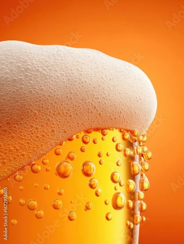 Closeup of Frothy Beer Glass