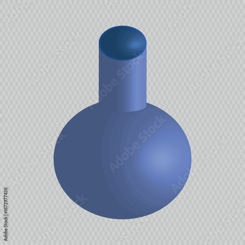 Vector illustration of a dark blue round vase with tall neck. Perfect for elegant interior decoration, modern design, and creative projects.