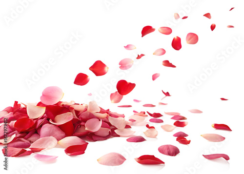 Pink and Red Rose Petals Falling Romantic Background Texture transparent PNG