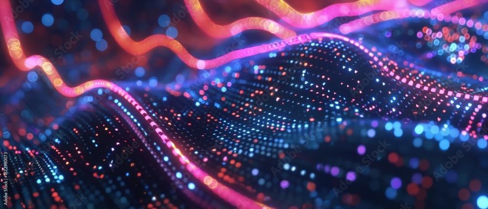 Fototapeta premium Abstract wave of colorful data points