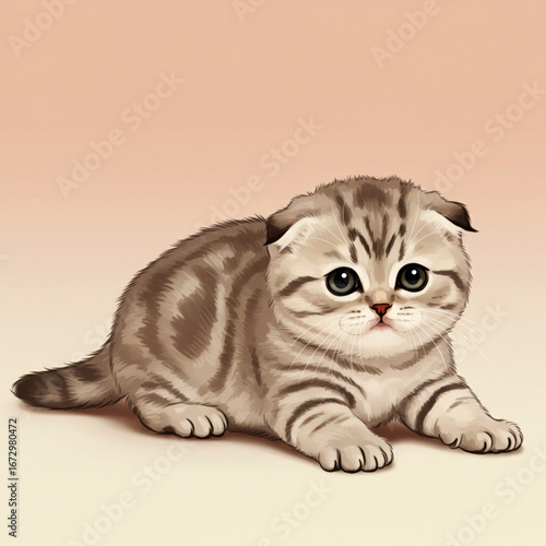 This charming cat artwork represents curiosity and joy, making it a delightful image for anyone who appreciates the beauty of friendly and cuddly animals.