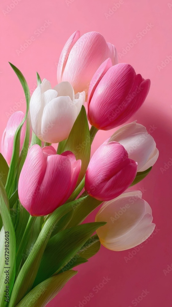 Obraz premium Beautiful Bouquet of Pink and White Tulips