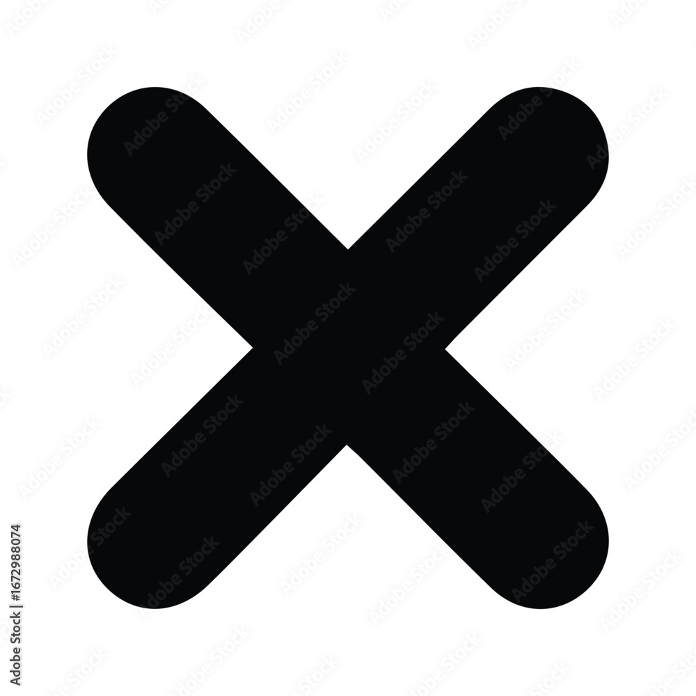 Obraz premium Bold Black X Mark Icon for Deletion Close Button or Rejection Symbol Isolated on White Background