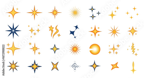 Collection of Sparkling Starbursts and Light Effects.