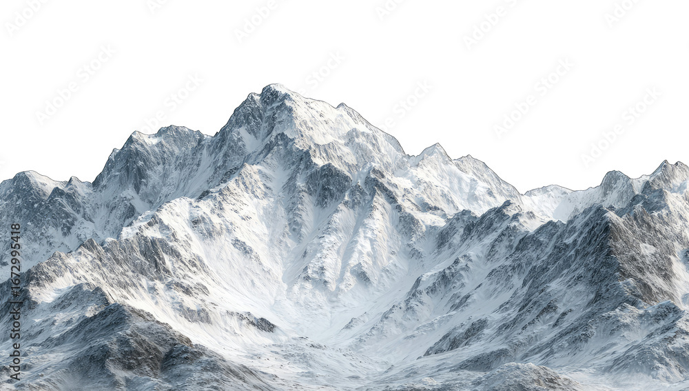 Obraz premium Snowy mountain range, peaks, icy
