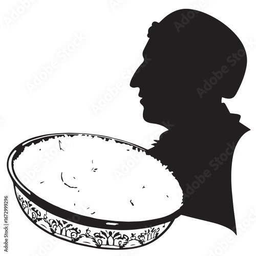 black biryani Silhouette Vector, High Quality Illustration on White Background