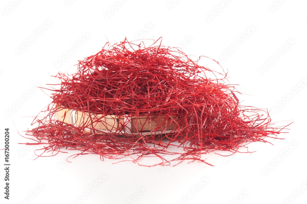 Fototapeta premium Dried Red Chili Pepper Threads Shredded Fine on White Background
