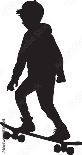 Skateboard player dynamic pose silhouette