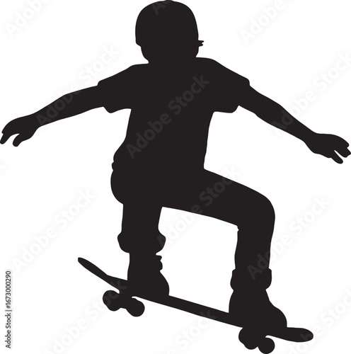 Skateboard player dynamic pose silhouette