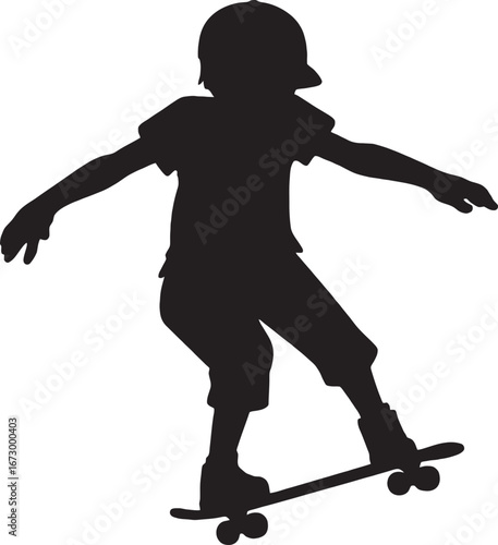Skateboard player dynamic pose silhouette