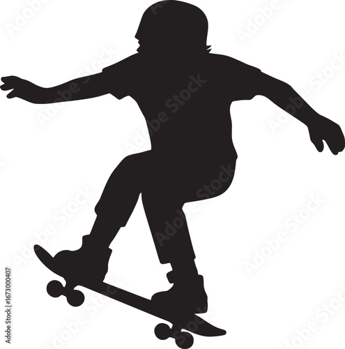 Skateboard player dynamic pose silhouette