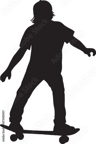 Skateboard player dynamic pose silhouette