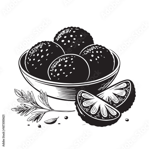 Black falafel Silhouette Vector, High Quality Illustration on White Background