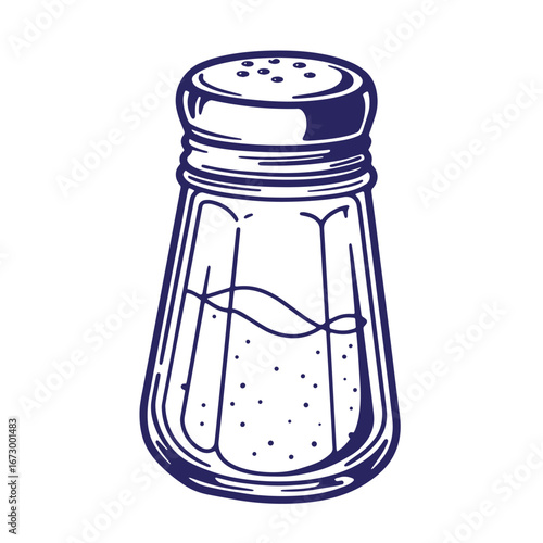 Detailed outline illustration of a salt shaker representing seasoning and condiment usage